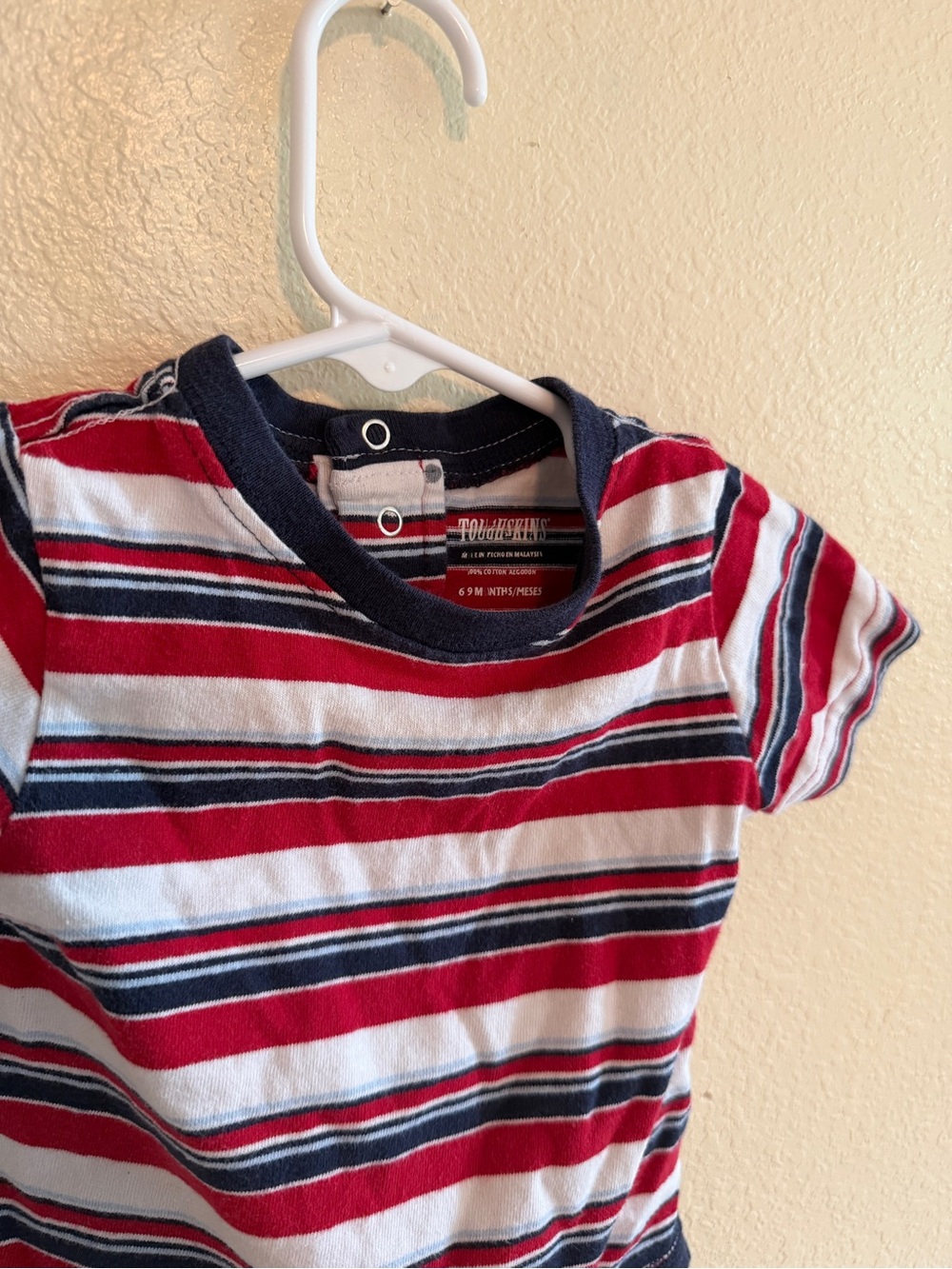 Toughskins Red, Navy & White Striped Short-Sleeve bodysuit